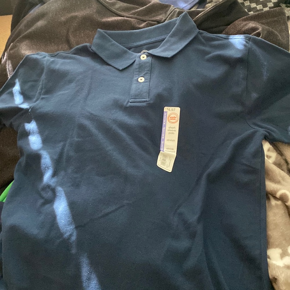 Blue button up Polo
